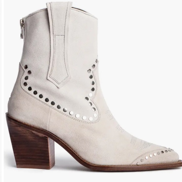 Zadig and Voltaire Cara Studded Western Block Heel Boots Flash Size 9 (40) NIB - Picture 1 of 15